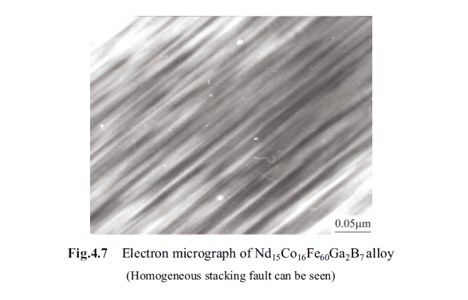 Electron micrograph of Nd15Co16Fe60Ga2B7 alloy