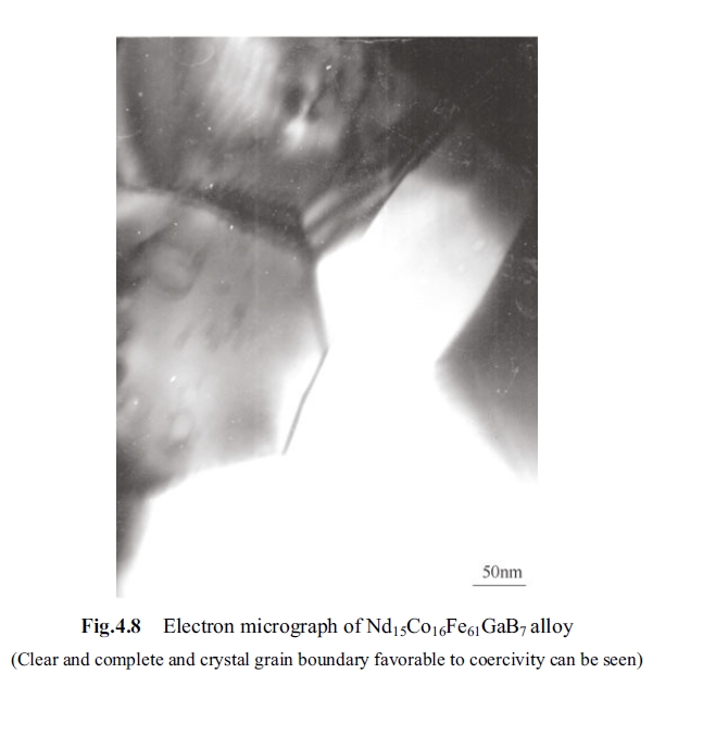 Electron micrograph of Nd15Co16Fe61GaB7 alloy