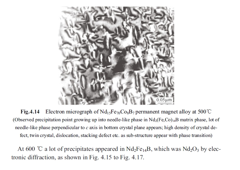 Electron micrograph of Nd15Fe78B7 permanent magnet alloy 1