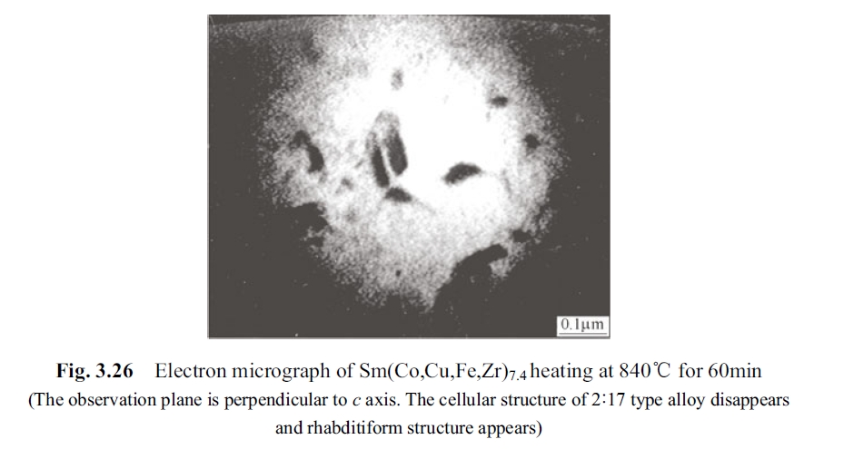 Electron micrograph of Sm(Co,Cu,Fe,Zr)7.4 heating at 840􀄇 for 60min