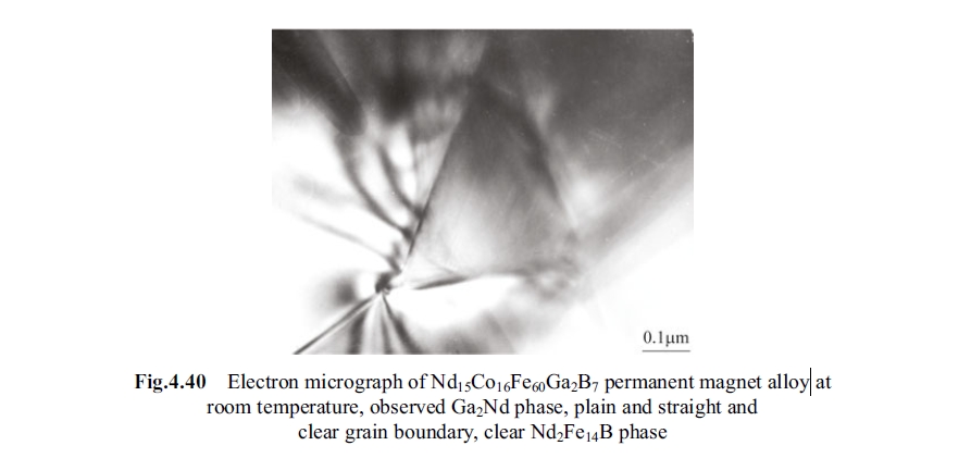 Electron micrograph of Nd15Co16Fe60Ga2B7 permanent magnet alloy