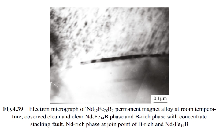 Electron micrograph of Nd15Fe78B7 permanent magnet alloy