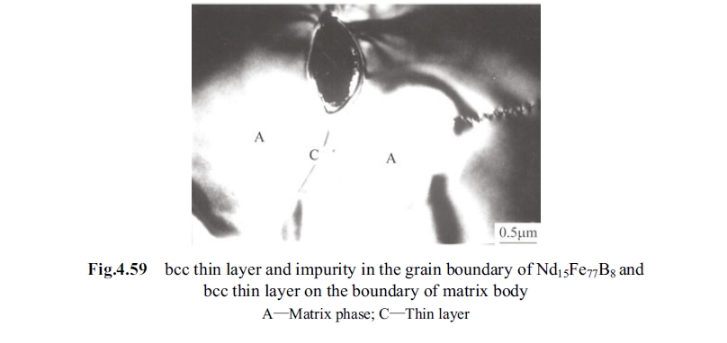 bcc thin layer and impurity in the grain boundary of Nd15Fe77B8