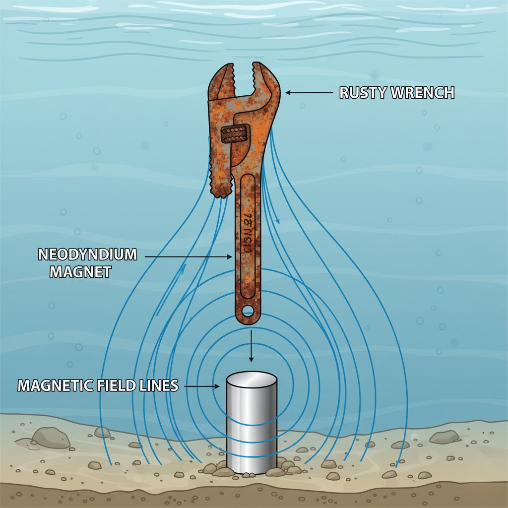 diagram showing magnet field lines pulling rusty wrench diagram showing magnet field lines pulling rusty wrench