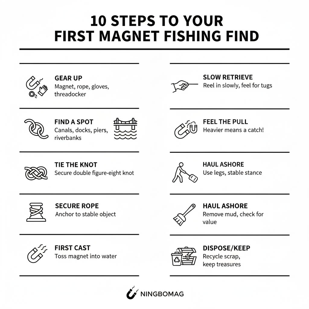 first magnet fishing steps infographic ningbomag first magnet fishing steps infographic ningbomag